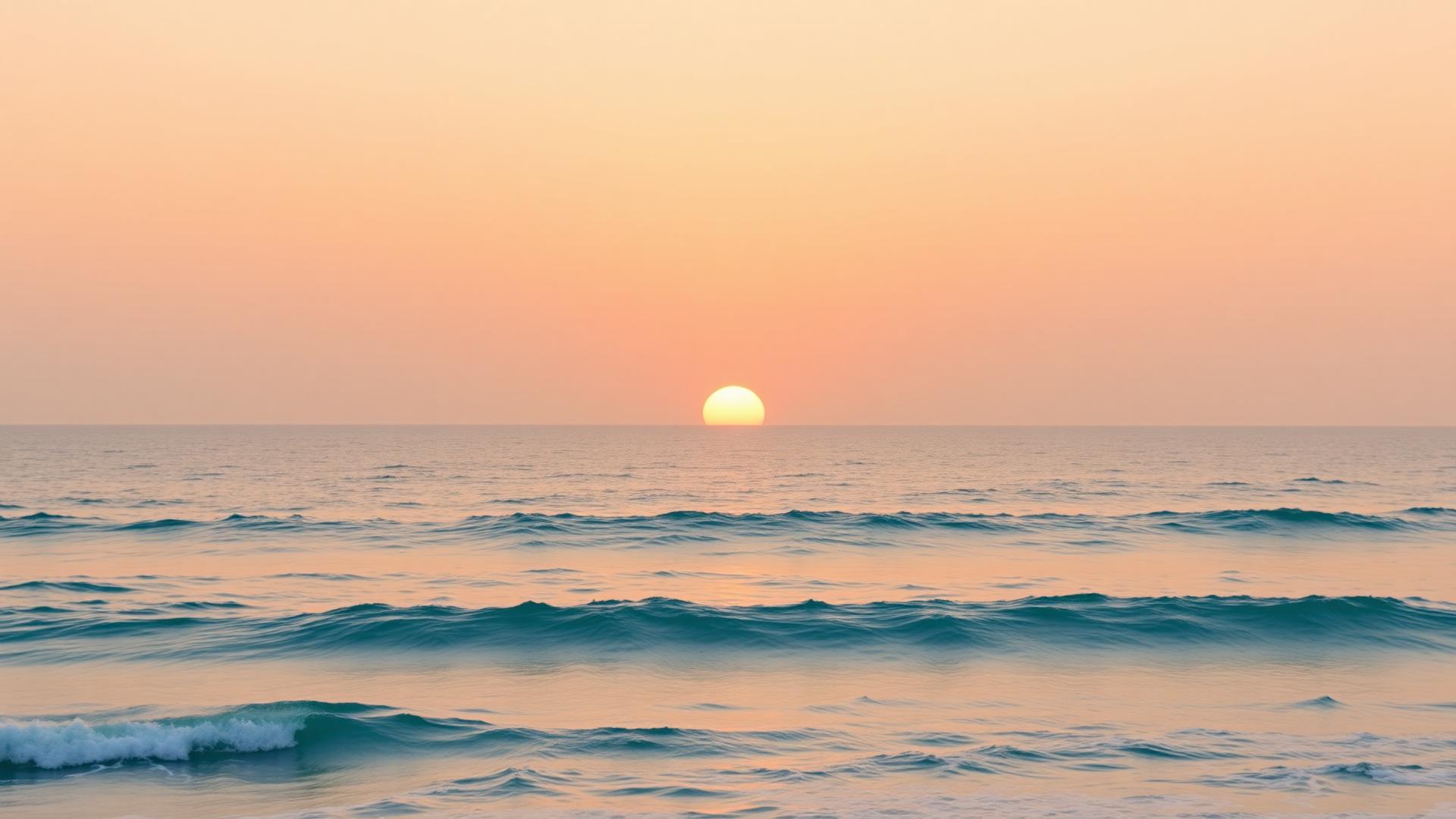 Golden sunset over a calm ocean horizon